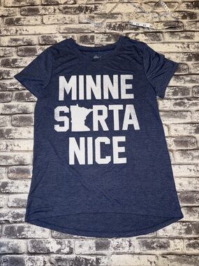 Women’s  MINNE SORTA NICE Graphic Cotton Blend Men's Blue T-Shirt Crew Neck M